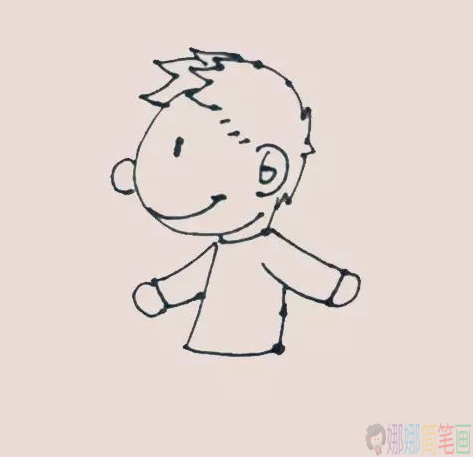 上学的小男孩简笔画
