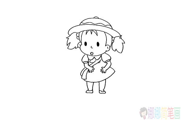 龙猫里的小女孩小梅简笔画