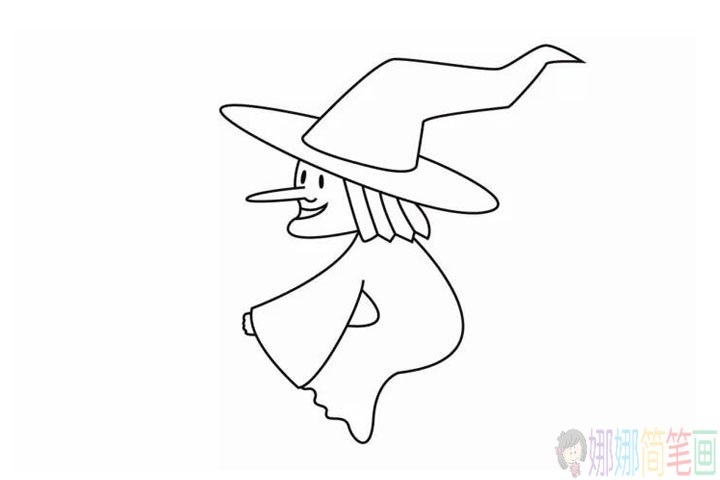 骑扫把的女巫怎么画