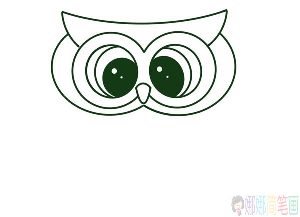 漂亮的猫头鹰彩色简笔画步骤