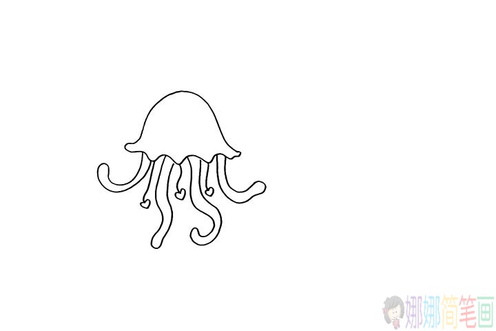 水母简笔画教程,怎么画水母