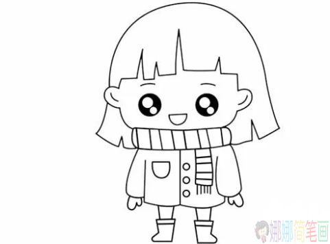 Q版小女孩儿童简笔画法教程