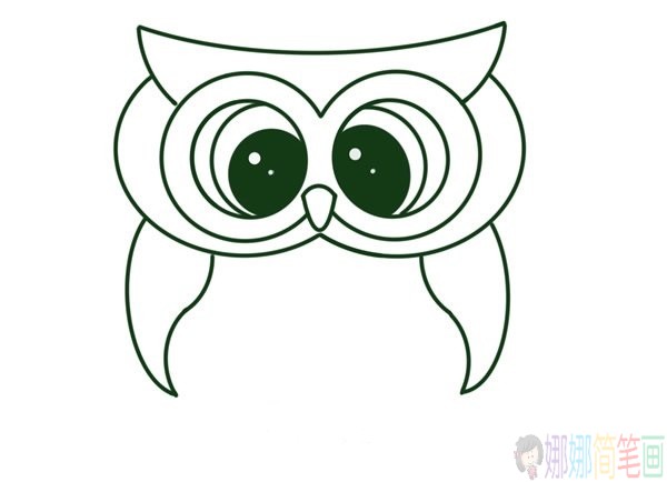 漂亮的猫头鹰彩色简笔画步骤
