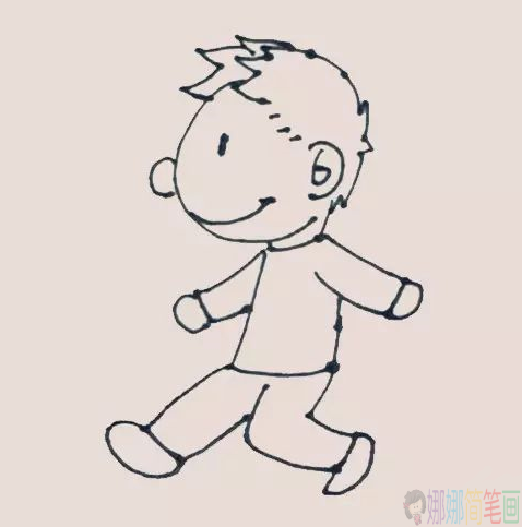 上学的小男孩简笔画