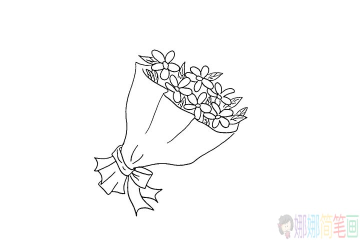 一束漂亮的花简笔画法教程