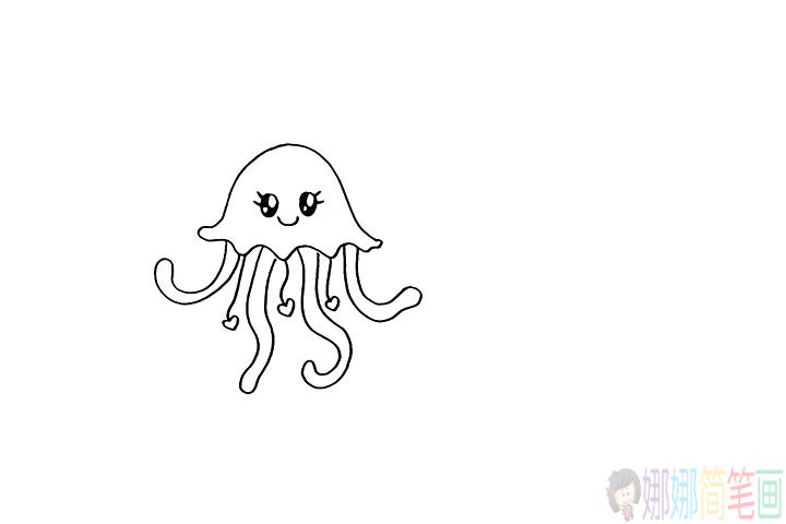 水母简笔画教程,怎么画水母