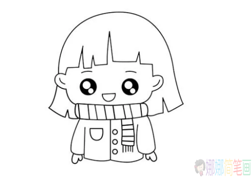 Q版小女孩儿童简笔画法教程
