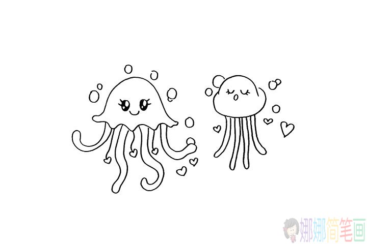 水母简笔画教程,怎么画水母