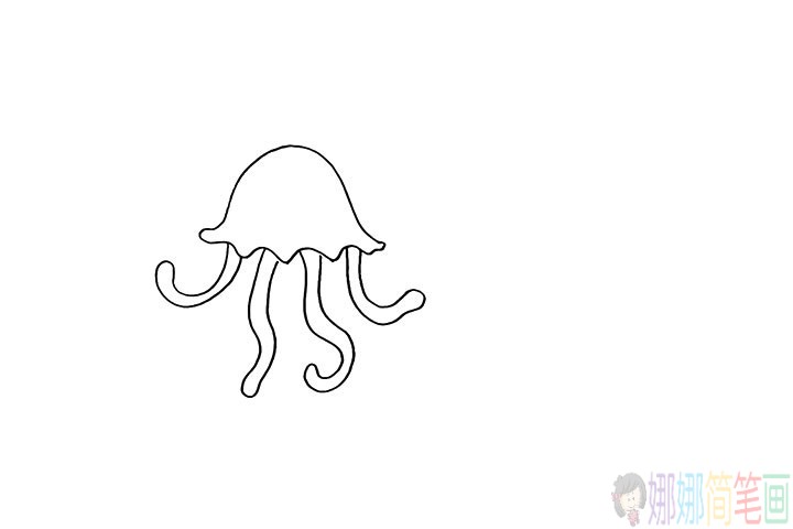 水母简笔画教程,怎么画水母