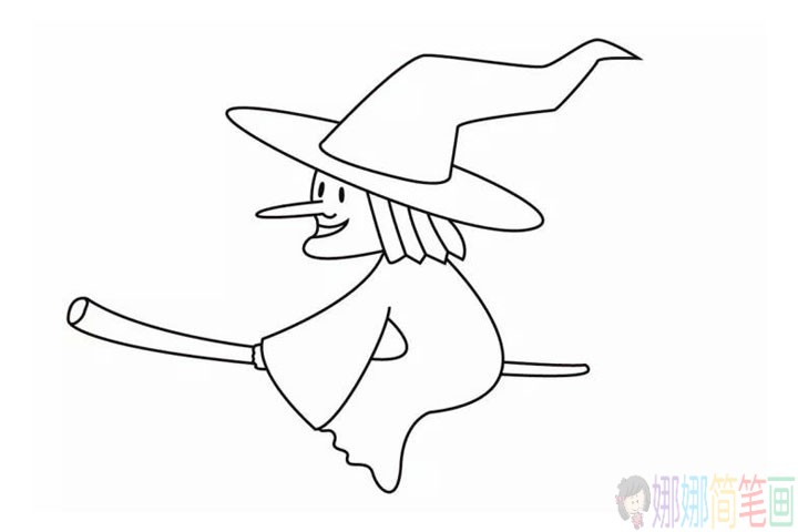 骑扫把的女巫怎么画
