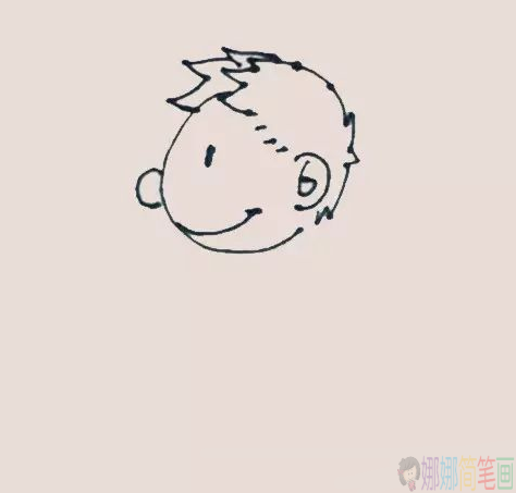 上学的小男孩简笔画