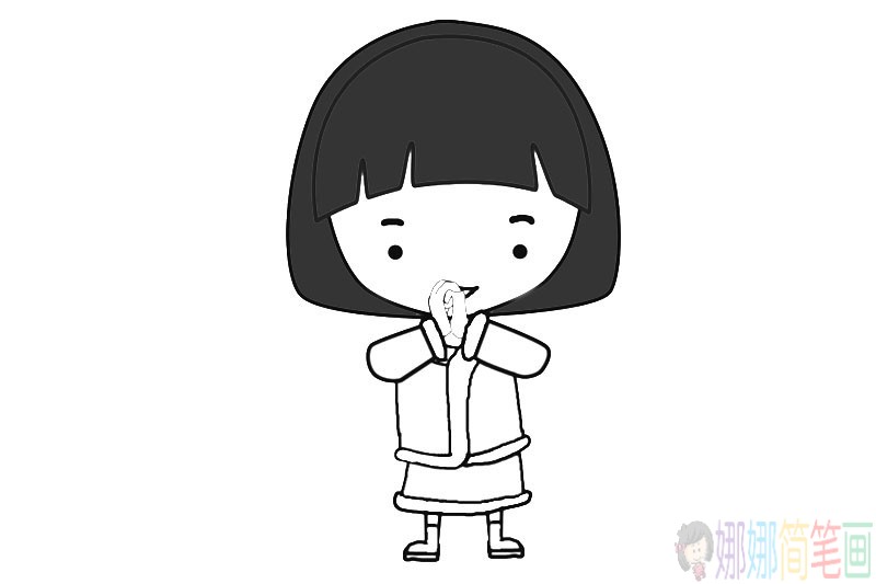 拜年的小女孩彩色图片