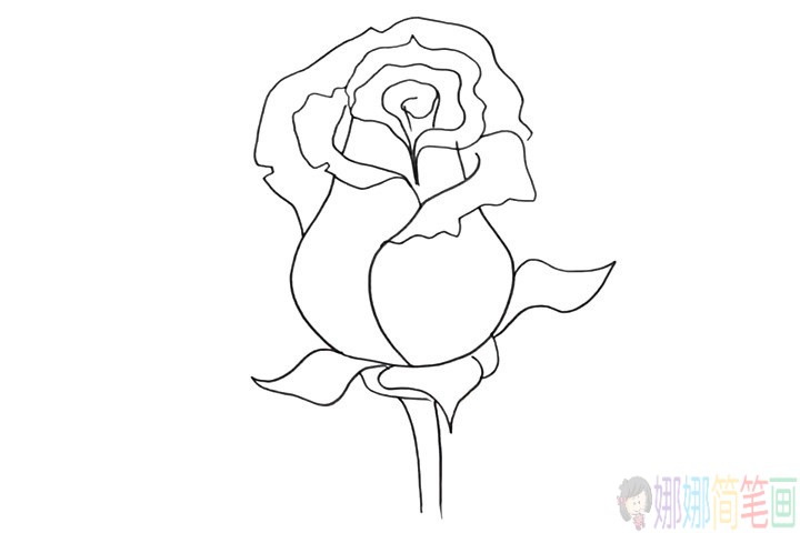 教小朋友画一朵漂亮的玫瑰花