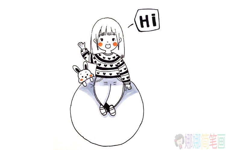 一组漂亮时尚女孩的简笔画图片