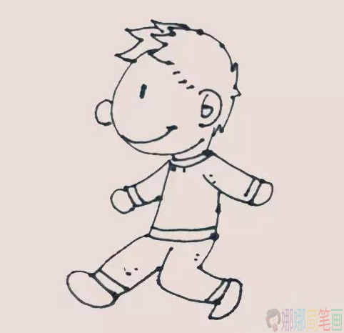 上学的小男孩简笔画