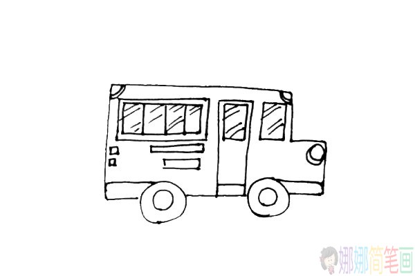 校车简笔画,校车简笔画步骤