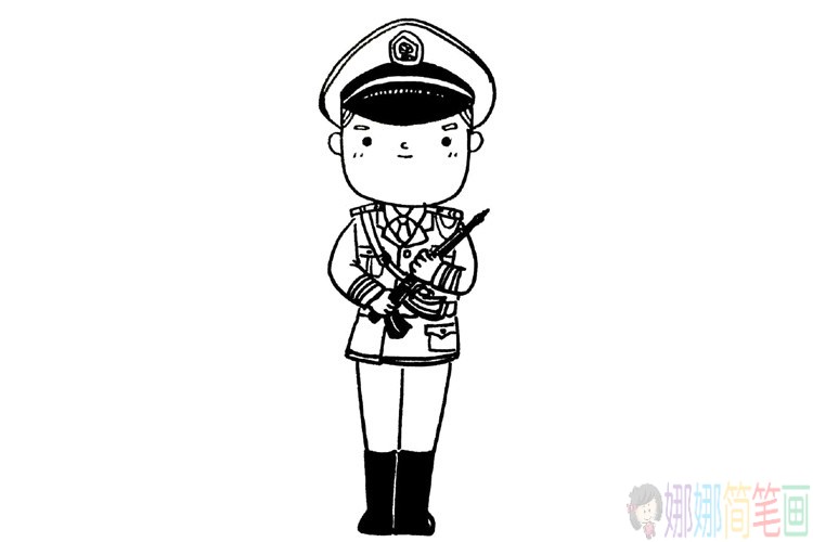 威武的中国军人简笔画图片