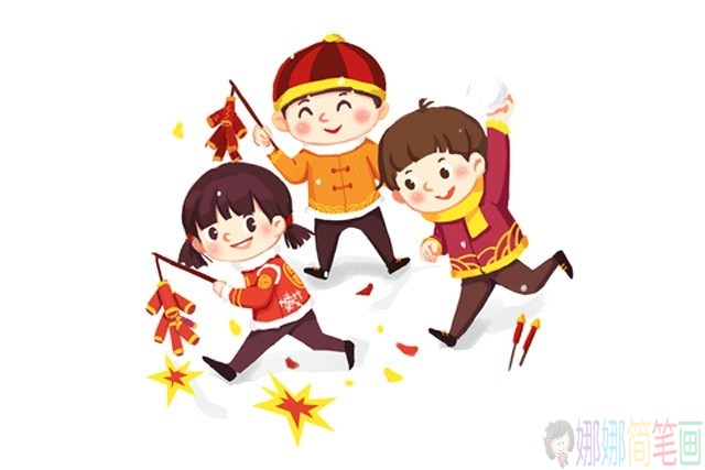 新年春节童简笔画图片,春节习俗简笔画