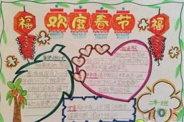 喜迎春节小学生简笔画图片模板