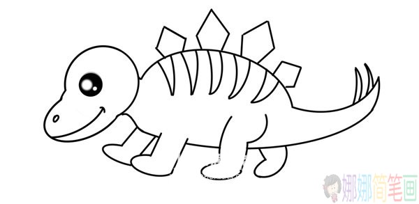 恐龙简笔画教程,剑龙简笔画法