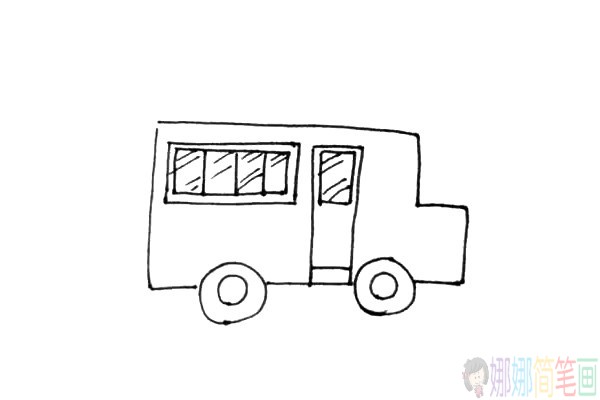 校车简笔画,校车简笔画步骤