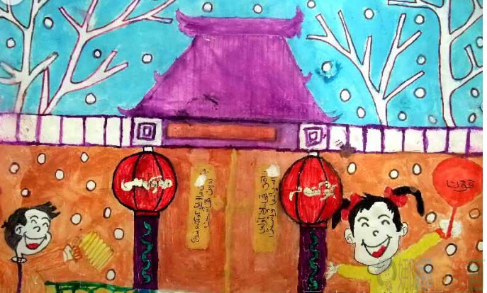 喜迎春节幼儿绘画作品