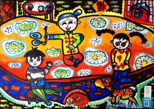 鼠年春节优秀儿童绘画作品