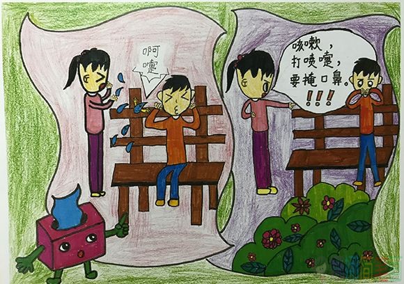 预防新型肺炎儿童主题绘画作品