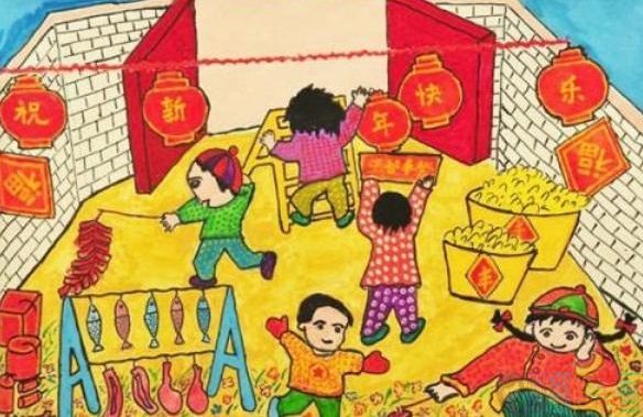 关于春节的幼儿绘画作品