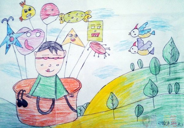 关爱野生动物儿童绘画作品