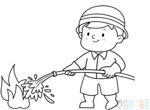 勇敢的消防员简笔画图片
