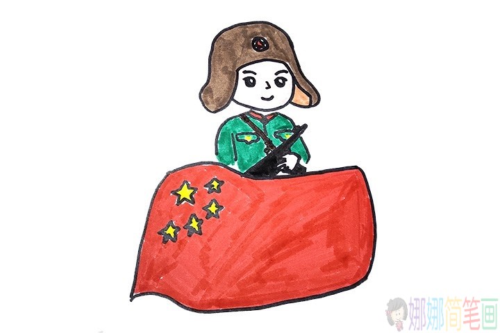 站岗的雷锋简笔画