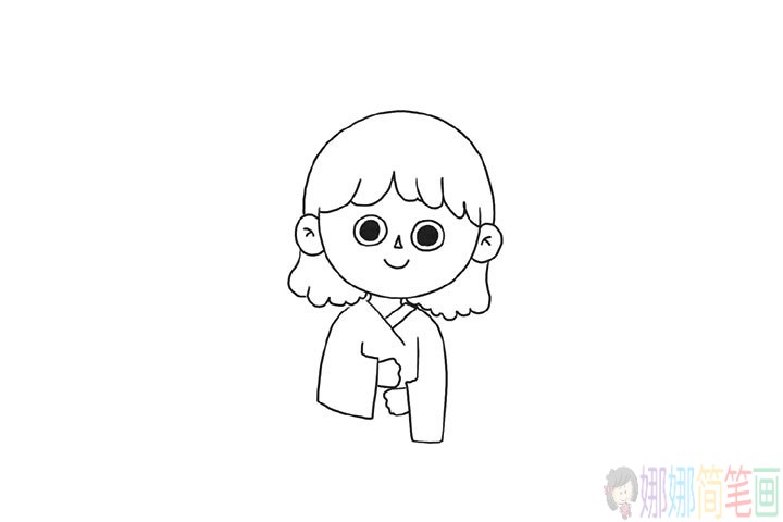 穿和服的小女孩简笔画步骤