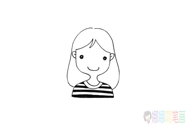 一组可爱的女孩黑白线稿