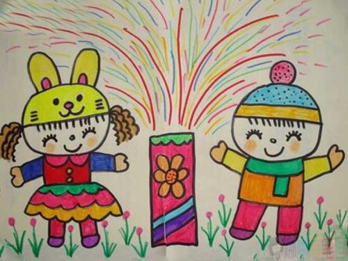 关于春节的幼儿绘画作品