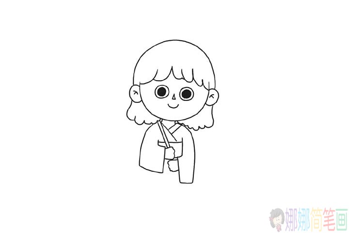 穿和服的小女孩简笔画步骤