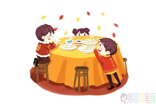 新年春节童简笔画图片,春节习俗简笔画