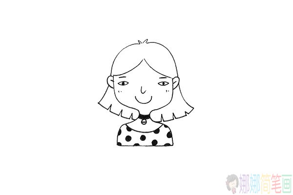 一组可爱的女孩黑白线稿