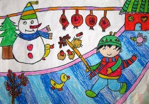 儿童寒假主题绘画作品
