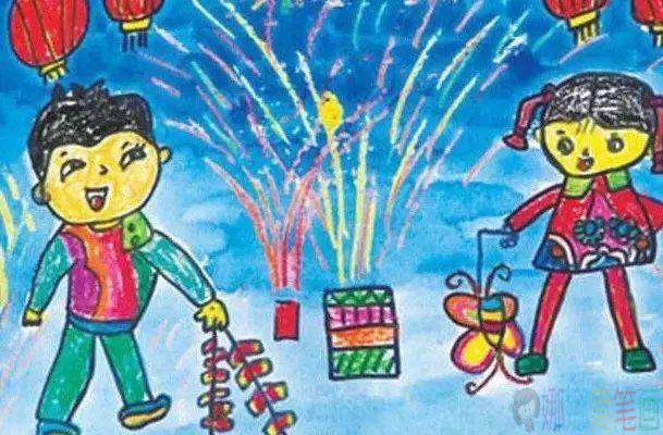 以年味为主题的儿童画