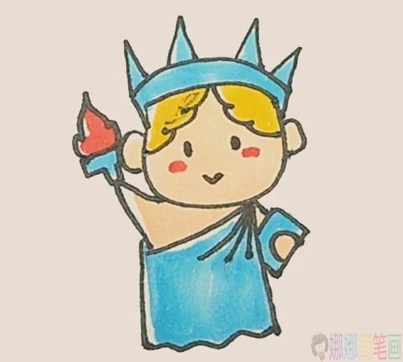 自由女神像怎么画,自由女神像简笔画图片