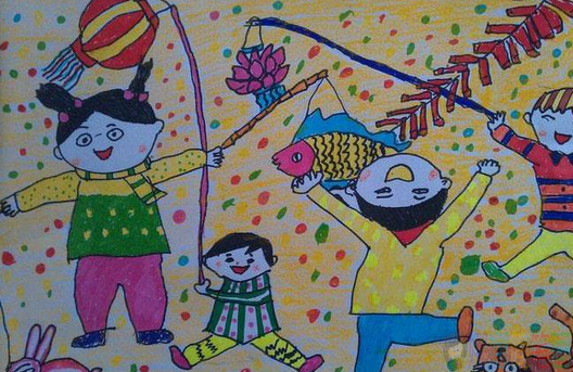 鼠年春节主题幼儿绘画