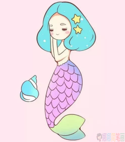 超漂亮的美人鱼儿童简笔画教程