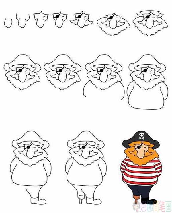 海盗船长儿童简笔画图片