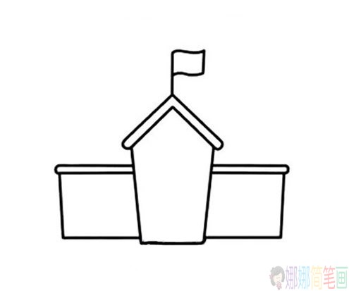 美丽的学校怎么画,学校简笔画图片