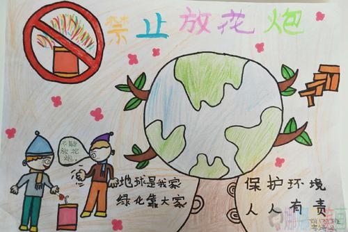 禁止燃放烟花爆竹儿童画