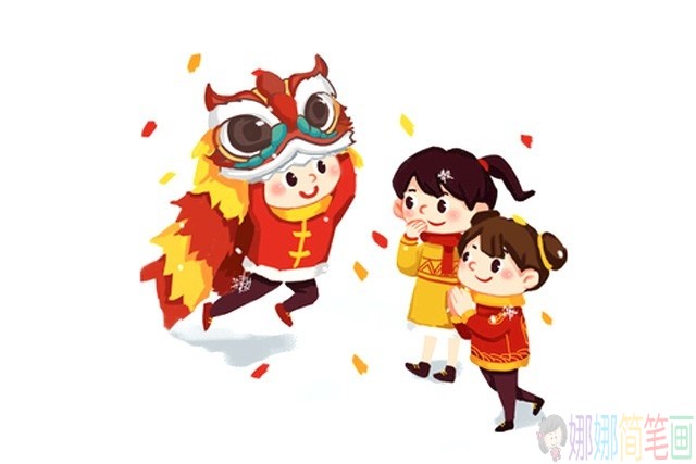 新年春节童简笔画图片,春节习俗简笔画