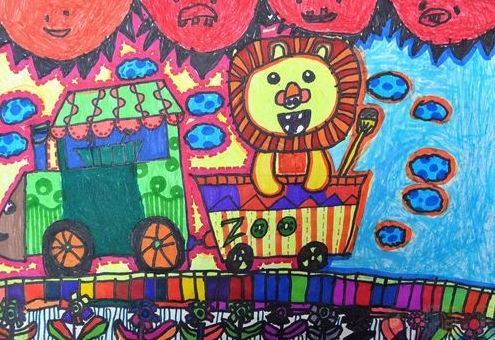关爱野生动物儿童绘画作品