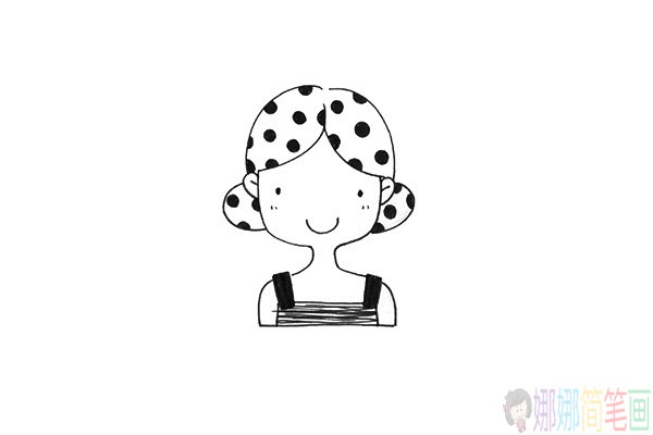 一组可爱的女孩黑白线稿