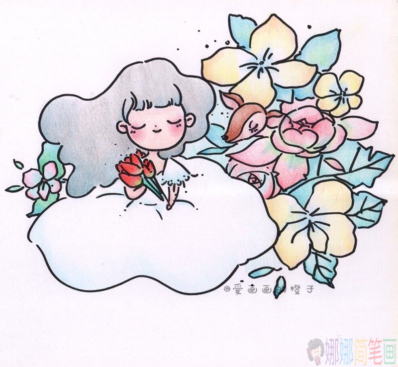 漂亮唯美的小女孩简笔画组图